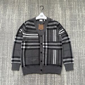 Burberry Black and Gray Check Cardigan
